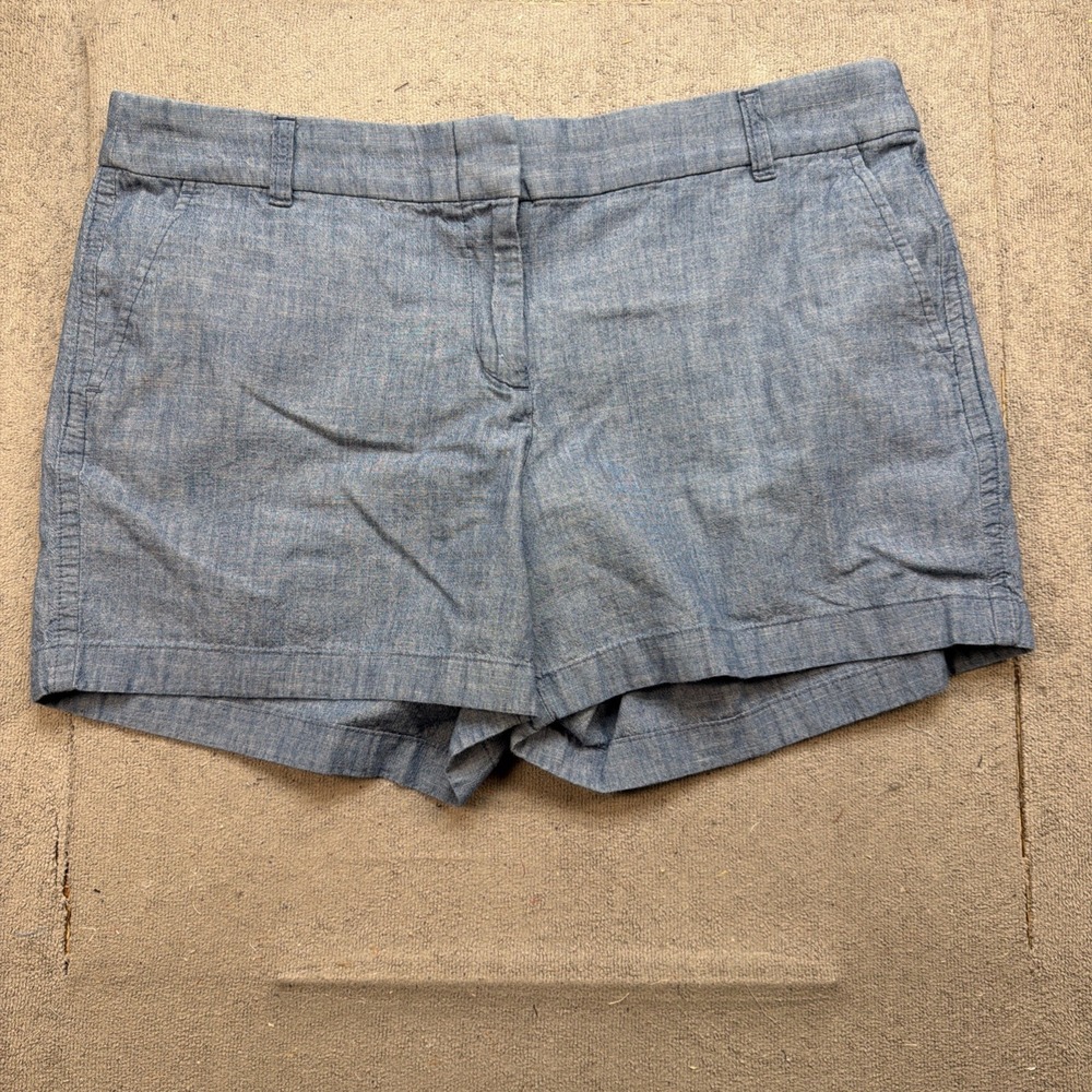 J Crew Chambray Shorts Womens Size 14 Blue Preppy Summer Casual Classic‎